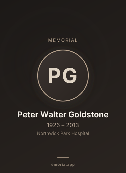 Memorial portrait of Peter Walter Goldstone