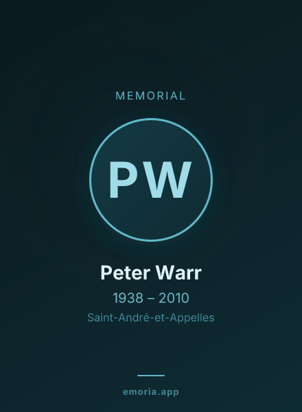 Memorial portrait of Peter Warr