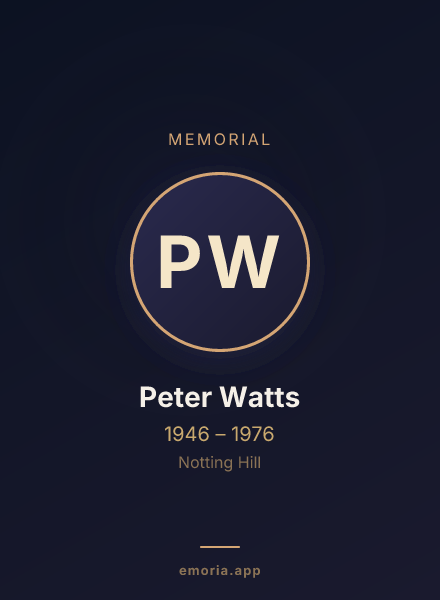Memorial portrait of Peter Watts