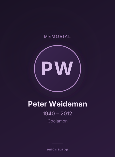 Memorial portrait of Peter Weideman