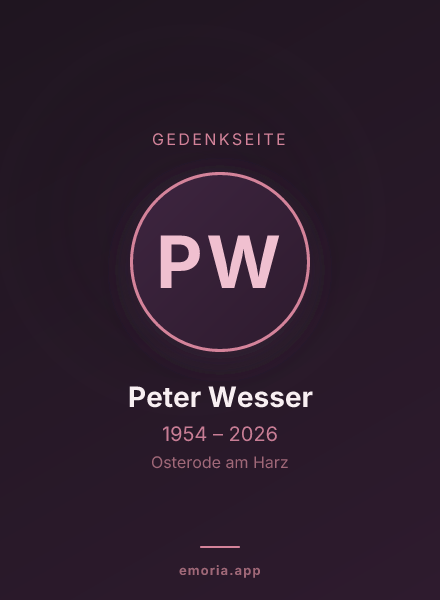 Gedenkportrait von Peter Wesser