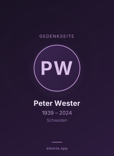 Gedenkportrait von Peter Wester