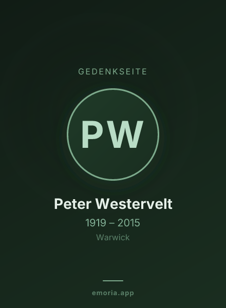 Gedenkportrait von Peter Westervelt