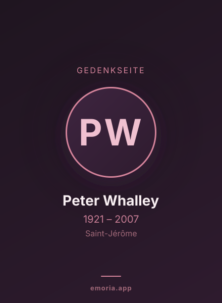 Gedenkportrait von Peter Whalley