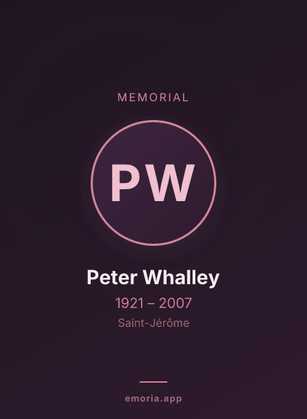 Memorial portrait of Peter Whalley