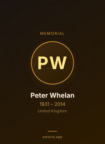 Memorial portrait of Peter Whelan