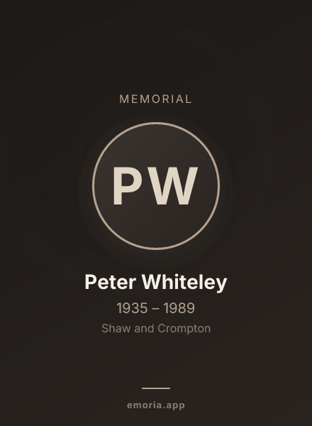 Memorial portrait of Peter Whiteley