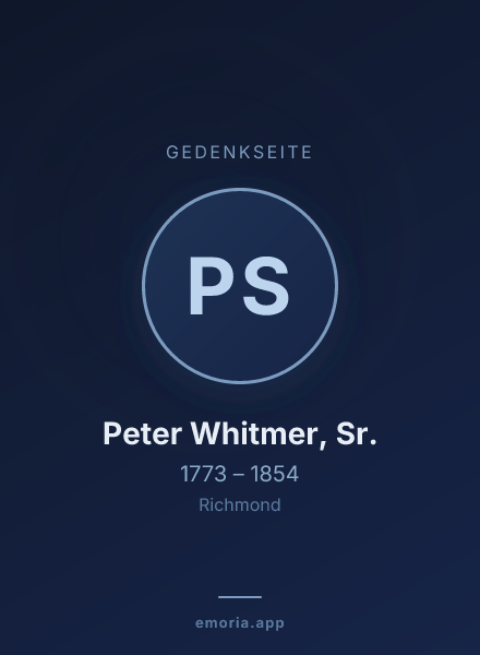 Gedenkportrait von Peter Whitmer, Sr.
