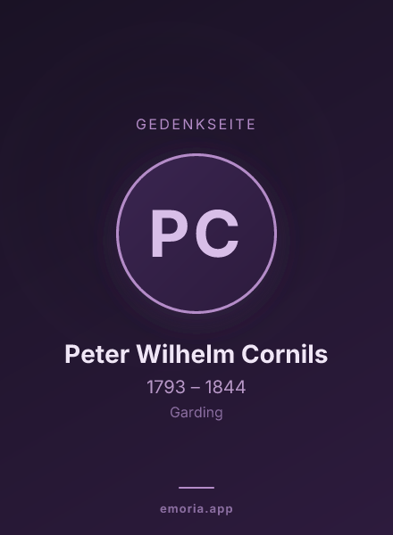 Gedenkportrait von Peter Wilhelm Cornils