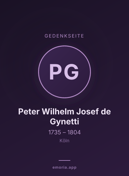 Gedenkportrait von Peter Wilhelm Josef de Gynetti