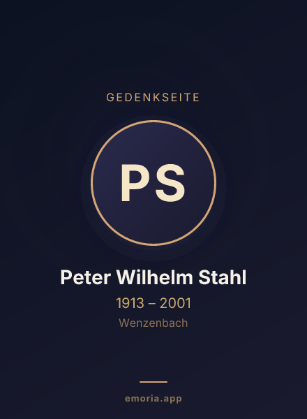 Gedenkportrait von Peter Wilhelm Stahl