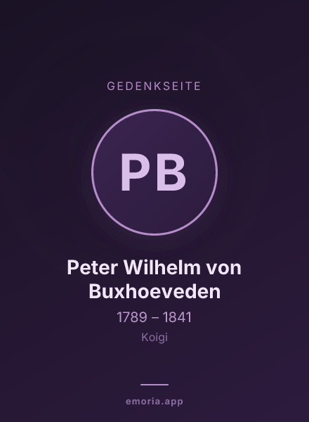 Gedenkportrait von Peter Wilhelm von Buxhoeveden