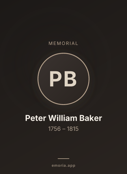 Memorial portrait of Peter William Baker