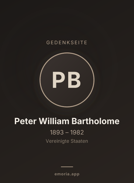 Gedenkportrait von Peter William Bartholome