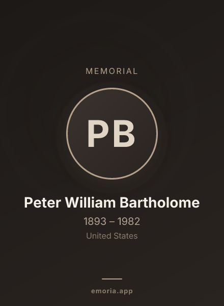 Memorial portrait of Peter William Bartholome
