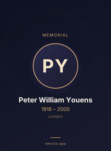 Memorial portrait of Peter William Youens