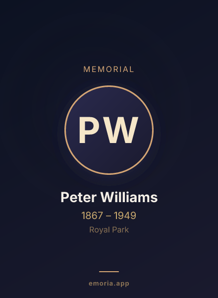 Memorial portrait of Peter Williams
