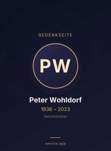 Gedenkportrait von Peter Wohldorf