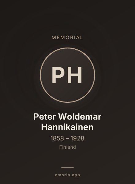 Memorial portrait of Peter Woldemar Hannikainen