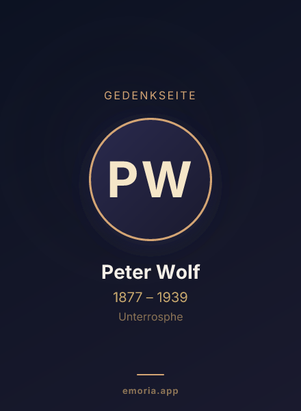 Gedenkportrait von Peter Wolf
