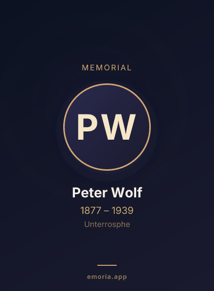 Memorial portrait of Peter Wolf