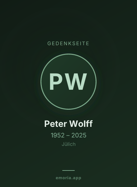 Gedenkportrait von Peter Wolff