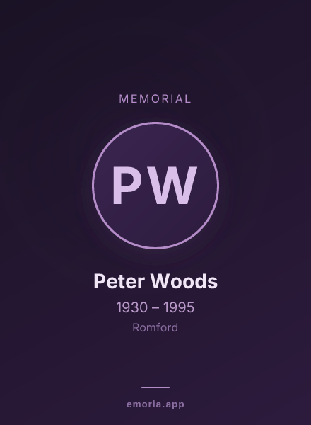 Memorial portrait of Peter Woods