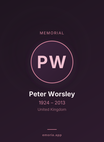 Memorial portrait of Peter Worsley
