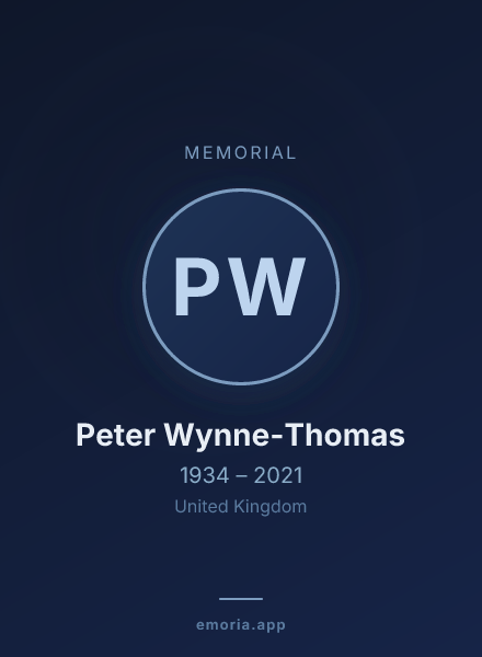 Memorial portrait of Peter Wynne-Thomas