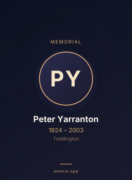 Memorial portrait of Peter Yarranton