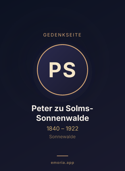 Gedenkportrait von Peter zu Solms-Sonnenwalde