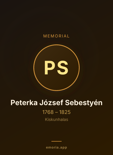 Memorial portrait of Peterka József Sebestyén