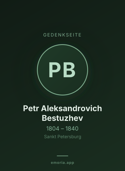 Gedenkportrait von Petr Aleksandrovich Bestuzhev