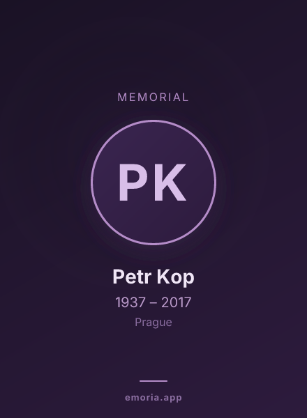 Memorial portrait of Petr Kop