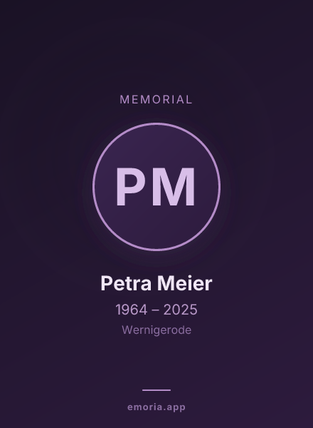 Memorial portrait of Petra Meier