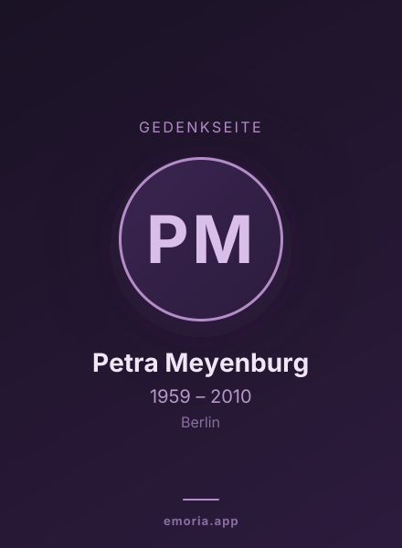 Gedenkportrait von Petra Meyenburg