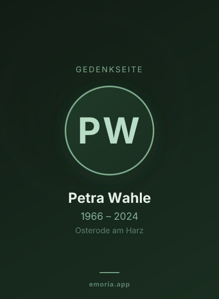 Gedenkportrait von Petra Wahle