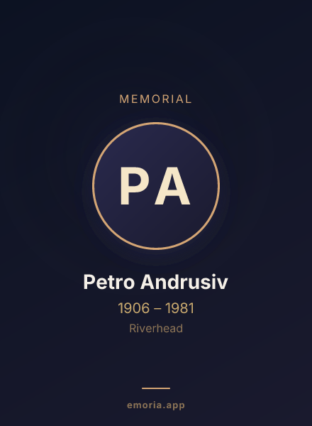 Memorial portrait of Petro Andrusiv