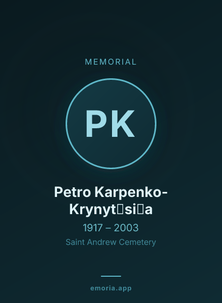 Memorial portrait of Petro Karpenko-Krynyt͡si͡a