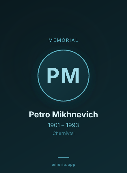 Memorial portrait of Petro Mikhnevich