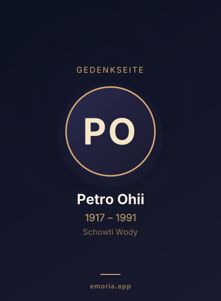 Gedenkportrait von Petro Ohii