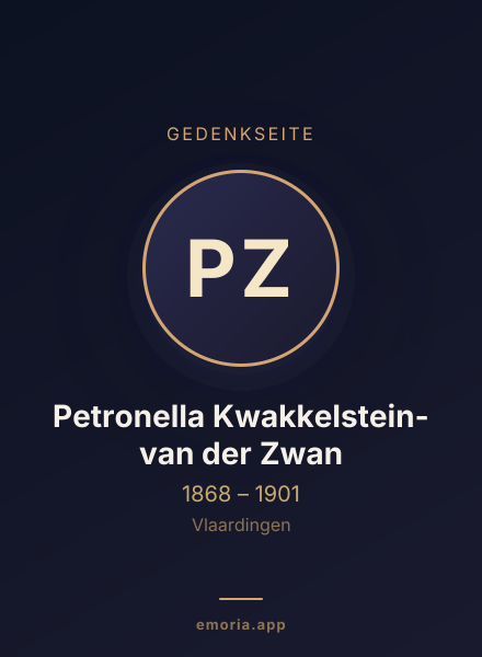 Gedenkportrait von Petronella Kwakkelstein-van der Zwan