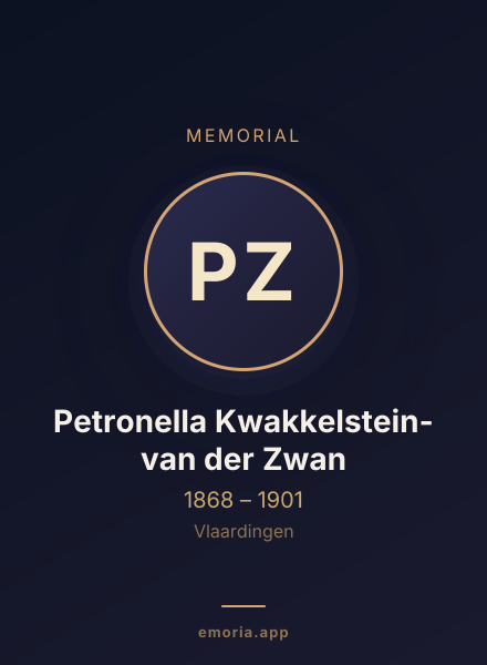 Memorial portrait of Petronella Kwakkelstein-van der Zwan