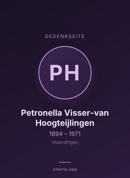 Gedenkportrait von Petronella Visser-van Hoogteijlingen