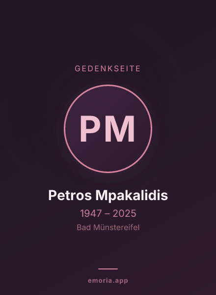 Gedenkportrait von Petros Mpakalidis