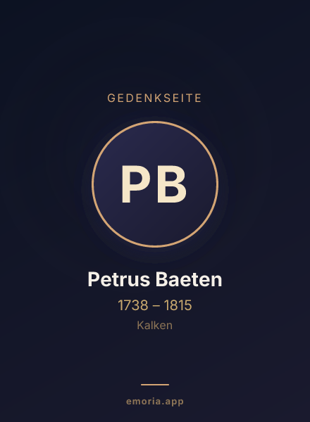 Gedenkportrait von Petrus Baeten
