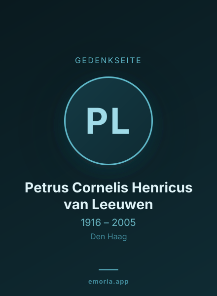 Gedenkportrait von Petrus Cornelis Henricus van Leeuwen