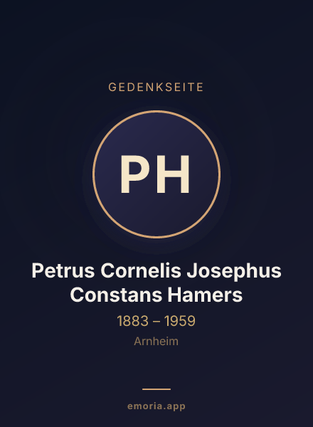 Gedenkportrait von Petrus Cornelis Josephus Constans Hamers