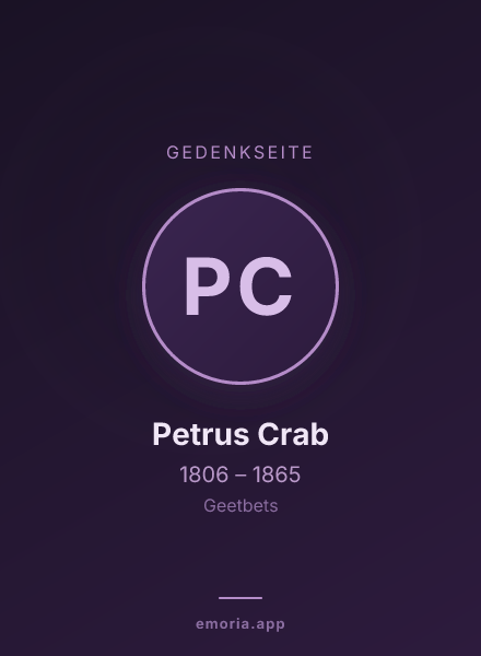 Gedenkportrait von Petrus Crab