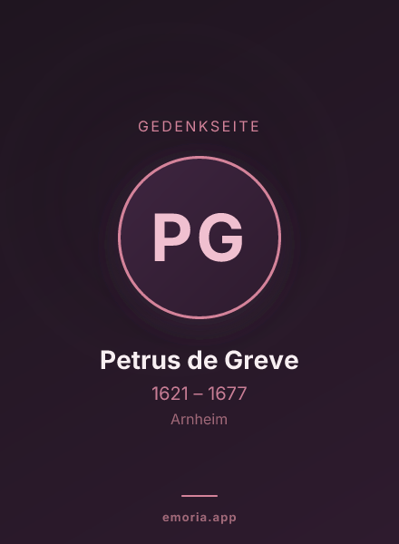 Gedenkportrait von Petrus de Greve